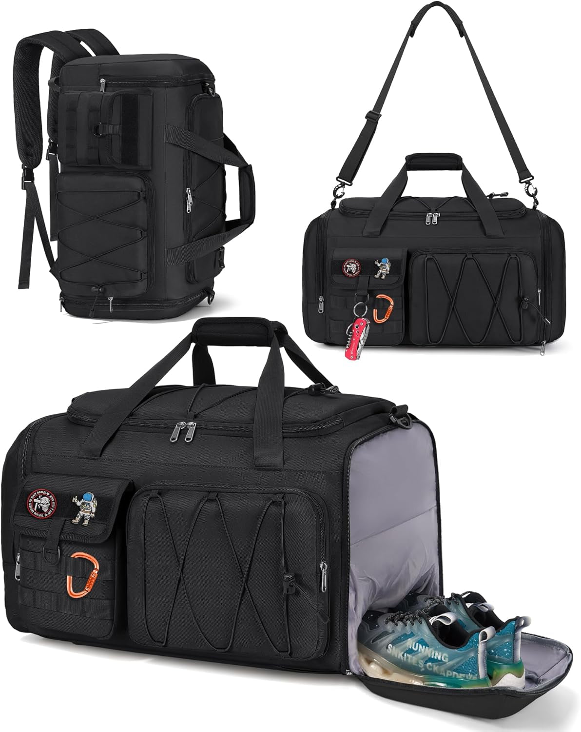 Gym Bag for Men 45L, 3-In-1 Sports Duffel Bag with Shoe Compartment